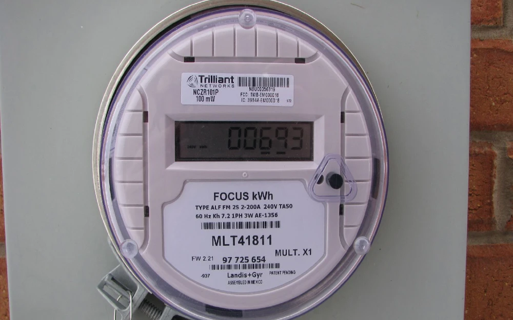 Close-up shot of a smart meter.